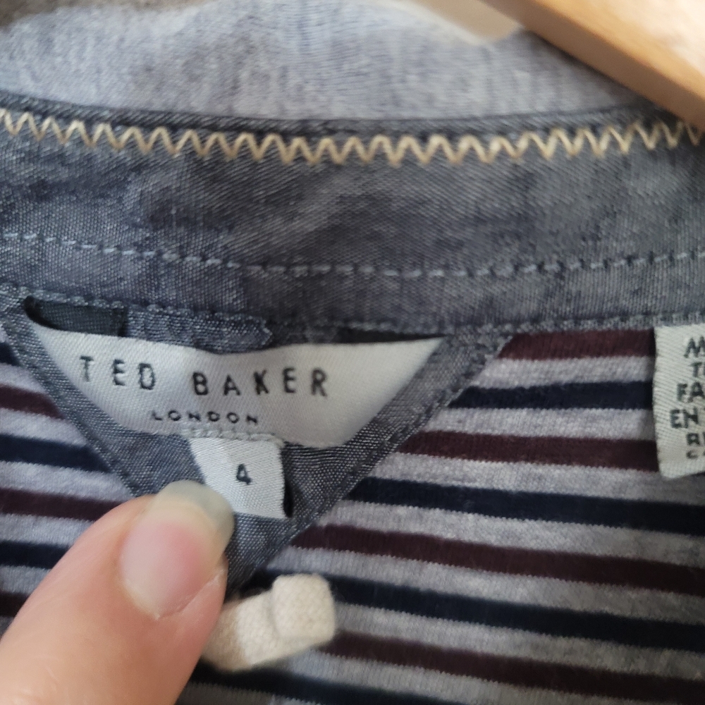 Ted Baker Split Pattern Polo Gray Size 4 Small Me… - image 5